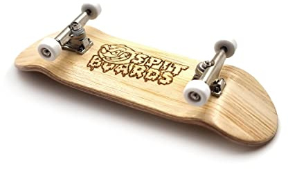 SPITBOARDS 32mm Fingerboard Wood (pré-assemblé, 5 Couches) Trucks, Roues roulement, Tape (Planche: Bois de Bambou, Trucks : Argent, Roues : Blanches)
