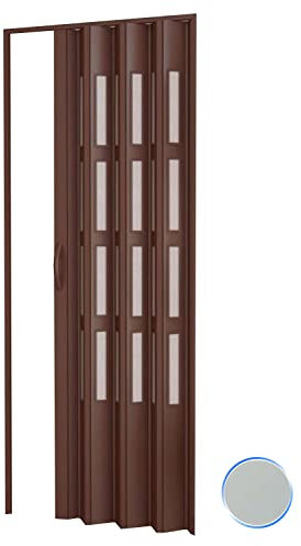 Porte accordéons pliante intérieur en kit avec verre en PVC Grise 82x220 cm mod. Sonia