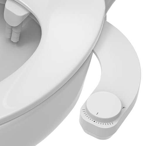 Bidet links,Bidet Aufsatz Für Toilette links - Ultra-Slim Bidet Nicht Elektrisch Einsatz Für Toilette mit,Doppel Düsen Bidet Toilettenaufsatz,Front- und Heckreinigung,WC-Aufsatz (Weiß)