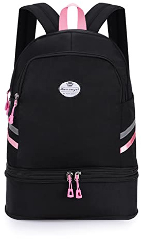 HUA ANGEL Rucksack Damen GroßE KapazitäT Faltbarer Ein Wochenende Sportrucksack Mit Schuhfach Und Nassfach FüR Reise Schwimm Training Beach Yoga Aus Nylon Leichter Wasserdichter Outdoor