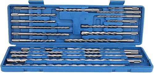 Drill Bits -20Pcs SDS Rotary Hammer Drill Bits Chisel Set Tool with Blue Tool Box