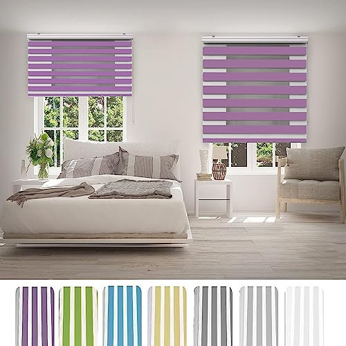 Jalousie Jalousette 120 x 200 cm Einfache Montage, Schutz der Privatsphäre Tür Fenster Sonnenschutz Montage-Teile inklusive für Fenster oder Tür, Badezimmer, Lila