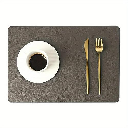 NOGRAX Sets De Table 1Pcs PVC Tapis De Salle À Manger en Cuir Imperméable À l'eau Isolation Thermique Table Pad Dessert Pad Bols Et Home Restaurant sous - Verres-Gris,43X30 Cm