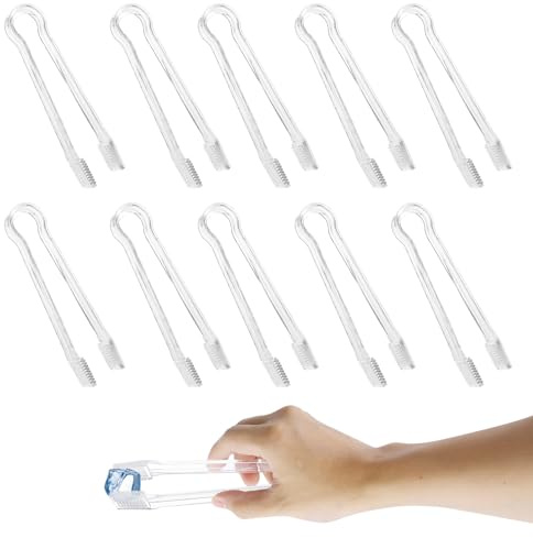 10Pcs Plastic Buffet Serving Tong, Small Buffet Serving Tongs Set Clear Kitchen Tongs for Buffet Party Appetizers Dessert (6.3Inch)