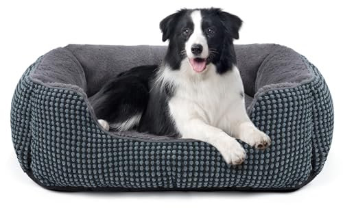 FURTIME Hundebett Mittelgroße Hunde, Hundekorb Waschbar Flauschig, Rutschfestes Hundekörbchen Hundebetten, Anti-Angst Hundebett für Mittelgroße und Kleine Hunde und Katzen, 63x53x20cm