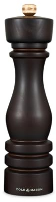 Cole & Mason H233018 London Chokladträ saltkvarn, icke-korroderande keramisk mekanism, saltkvarn med justerbar slipning, bokträ, 220 mm, kryddkvarn, mekanism