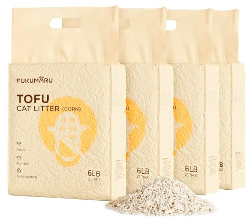 FUKUMARU Tofu Katzenstreu 10.8kg, schnell klumpstreu für Katzen, Gemischtes Maispellets, Staubfrei und Leicht klumpend, Geruchskontrolle, spült in der Toilette, Geringe Rückstände