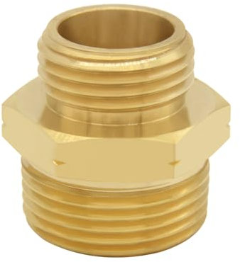 Uenede Brass Garden Hose Adapter 3/4GHT Male to 1NPT Male Thread Reducer Water Hose Nipple Reducing Convert Pipe Fittings Connector