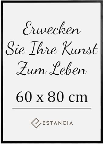 Estancia Schwarzer Holz Bilderrahmen 60x80 cm mit Bruchsicheres Acrylglas | Großer Bilderrahmen 80x60 cm | Schwarz Rahmen 60x80 cm | Bilderrahmen aus Holz 60 x 80 cm