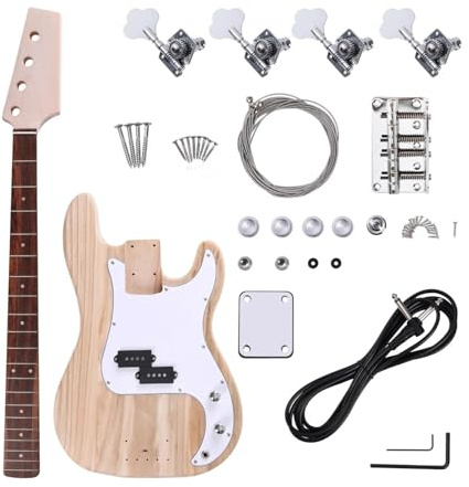 Gitarrenkorpus DIY-Bassgitarren-Bausatz. Bauen Sie Ihren Eigenen E-Bass Mit Paulownia-Korpus, Schlagbrett, Elektronik Und Ahorn-Gitarrenhals Aus Palisander