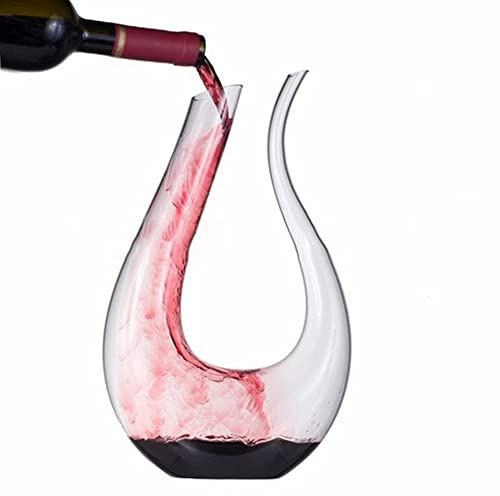Decanter,Red Wine Decanter, 1.5L Clear Wine Decanter, 100% Lead-Free Crystal Glass Red Wine Carafe, U-Shaped Design Glass Whiskey Decanter Tool Bar Accessory