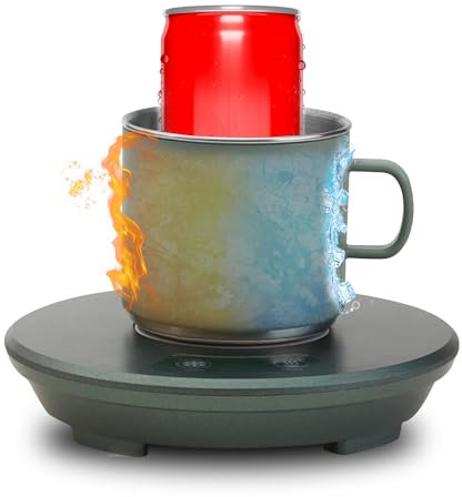 Coffee Mug Warmer and Cooler for Desk 2-in-1 Drink Chiller with Heating Mode USB Heating and Cooling Mat Coffee Tea Beverage Cans Cooler & Warmer Heater Chilling Coaster with 11oz Mug Set