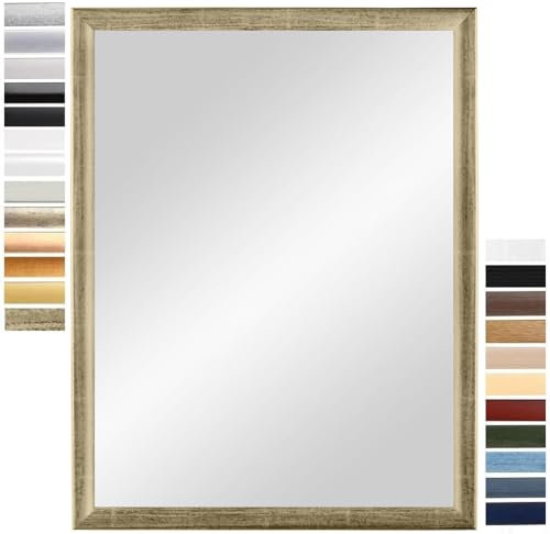 PrimeLuxe Wandspiegel 50 x 150 cm (Außenmaß) in Silber-Leaf | Farbe und Größe wählbar | Ganzkörperspiegel | Bad & Flur Spiegel | mit Holz Rahmen | Made IN Germany