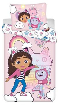 My sweety pop Gabby's Dollhouse Bettwäsche, 2-teilig, für Kinder, Bettbezug, wendbar, 140 x 200 cm, Kissenbezug, 70 x 90 cm, 100 % Baumwolle, Gabby