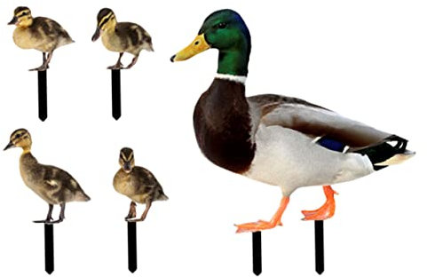 HANABASS Acryl Gartenstecker Enten Satz Realistische Gartendekoration Für Rasen Und Hof Wetterfester Dämmerungs Deko Pfahl Mit Zugespitzter Spitze Doppelseitiges Design