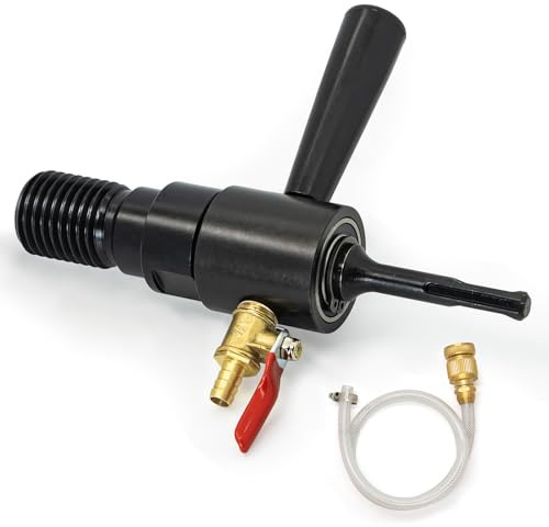 DaduoRi 1 1/4-7 Male to SDS Plus Drill Adapter - Water Injection Capable, Includes Solid Brass Hose Quick Connector and Hose - Compatible with 1 1/4-7 Core Bits for Concrete Core Drilling