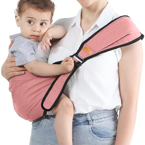 Ergonomische Kleinkind Trage Seitlich - Kindertrage Ab 2-3 Jahre, Babytrage Für Neugeborene Bis 3-36 Monate, Verstellbar Bis 20KG (Pink)