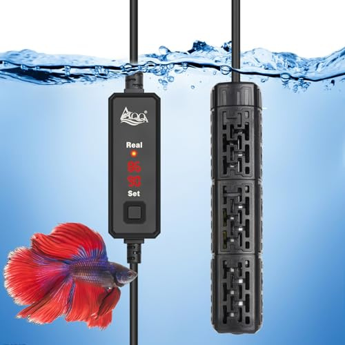 AQQA Fish Tank Heater, 150w Aquarium Heater for 50-115L Tank | Rapid Heating, Dry Burning-Resistant & Overtemperature Protection System, Precise Temperature Control, Memory Function