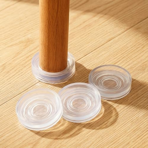 QWORK® 4 Stück Möbeluntersetzer Transparent, Mehrere Durchmesser 20/30/40mm, Runde Möbelschutz-Untersetzer für Holz- und Steinböden