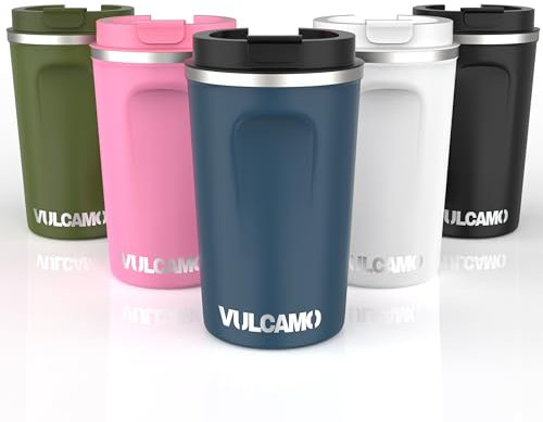 Taza Termica Cafe 380ml - Vaso de Acero Inoxidable Sin BPA Antigoteo Para Llevar Bebidas Frias o Calientes Travel Mug (Azul)