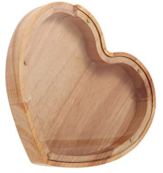 JOINPAYA Herzförmige Spardose Aus Holz Mit Durchsichtigem Sichtfenster Dekoratives Sparschwein Für Erwachsene Und Junge Mädchen Geschenk Zu Weihnachten Geburtstag Valentinstag Tischornament