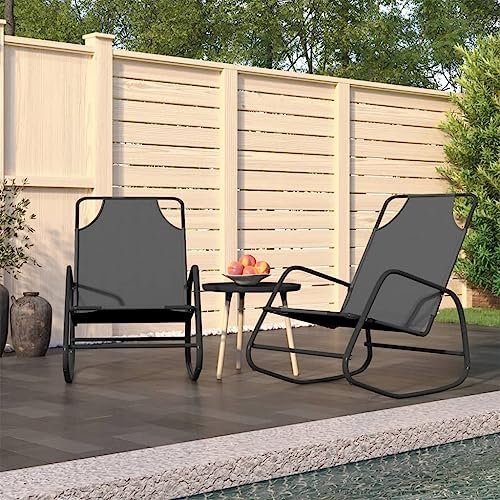LVHUIDEH 2er Lounge Sonnenliegen Set - Schaukelliegen - Ergonomisches Design- Outdoor Gartenmöbel Set, 2X Gartenliege Wetterfest, 89 x 58 x 93,5 cm, Stahl und Textilene