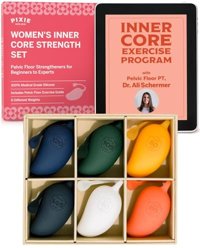 Pixie Inner Core Wellness & Strength Training for Feminine Care – Women’s Core Strength Set – Set of 6 – Includes Easy-to-Read Guide & Exercises for Beginners & Advanced