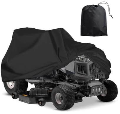 PROVISO TOOLSAbdeckplane Rasentraktor 183x137x117 cm, Aufsitzrasenmäher Abdeckung Wasserdicht – 420D Oxford Schutzhülle für Aufsitzmäher, Rasenmäher Traktor & Anhänger, Garage Zubehör, Schwarz
