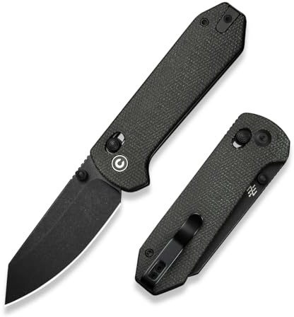 CIVIVI Yonder Taschenmesser Klappmesser 7,31 cm 14C28N Klinge, C23073B-1 | Outdoor EDC Messer, Dunkelgrün Micarta Griff, Deep-Carry-Clip, für Camping, Wandern und als Geschenk