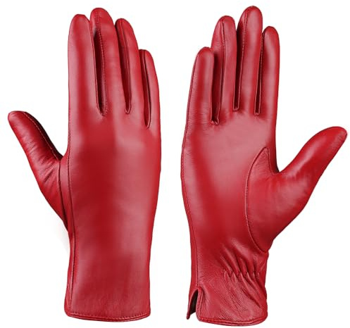 MGGMOKAY Damen Lederhandschuhe Kaschmir gefüttert Warmer Winter Autofahren Handschuh