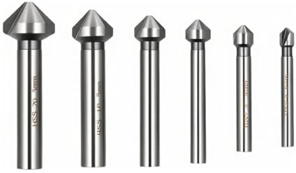 Crozgan 6Pcs Countersinks Bit Set,HSS Steel Countersink Drill Bit,6.3-20.5mm 90° 3-Flute Countersink Deburring Tools for Copper,Iron,Steel,Plastic