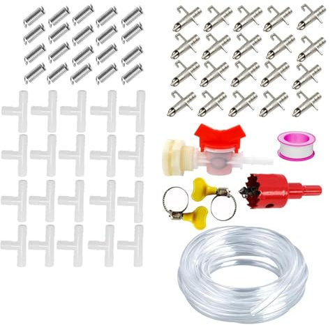 HINAYOSAN 10/20Pieces Distributore Automatico di Acqua Set Per Conigli Pollame Con Zincato Capezzoli Bevitore Piccolo Animale Abbeveratoio Acqua Potabile