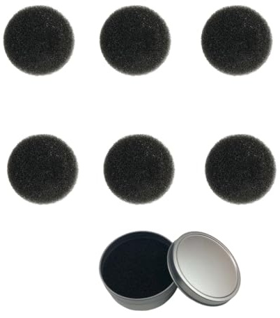 Healifty Juego de 7 Esponjas Reutilizables de Limpieza en Seco para Brochas de Maquillaje, Esponja Negra y 6 Recambios de Algodón para Uso Femenino