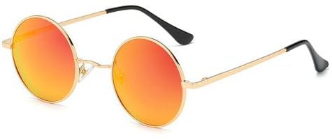RUNHUIS Retro Runde polarisierte Sonnenbrille für Damen und Herren, Vintage-Round-Punk-Stilbrille mit UV400-Schutz