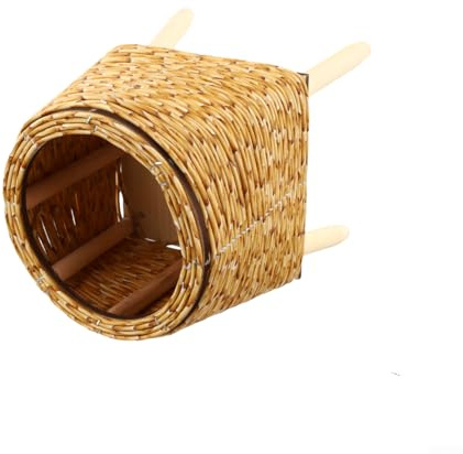 ZWEquipint Rattan-Blumenständer für den Innenbereich mit dreieckiger Halterung für Schreibtisch oder Büro, platzsparende Blumentopf-Aufbewahrung, Gelb und Braun, 16 x 16 x 20 cm (B Braun)