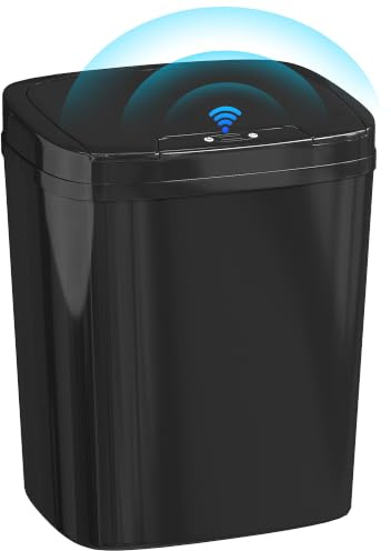 HOMCOM Cubo de Basura Cocina Automático 15 L con Sensor Infrarrojo Negro
