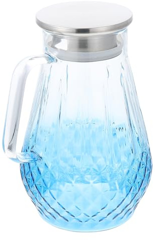 HOMSFOU Jarra de Vidrio Resistente al Calor 1500ml, Tetera para Agua Fría y Caliente, Hervidor de Vidrio Espesado Transparente, Adecuado para Cocina, Oficina y Uso Doméstico