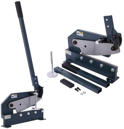 SRECELL 10-Inch Manual Sheet Metal Plate Shear, Heavy Duty Bench Mount Metal Cutter with Long Handle, Solid Steel Frame & High Carbon Steel Blades for Cutting Steel Plate, Flat Bar & Rod