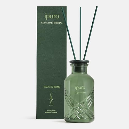 ipuro Exclusive Raumduft SAGE SUBLIME 240ml - Premium Diffuser mit intensivem Duftölanteil - Duft mit Limette Salbei & Lavendel - Raumduft mit Stäbchen, Raumerfrischer, Lufterfrischer Wohnung