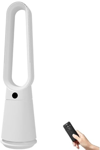 CQAHDSEVF Ventilador de torre sin aspas, Ventilador de torre sin aspas 38 pulgadas Blanco Control remoto 120° 3 modos 9 velocidades Temporizador 9H