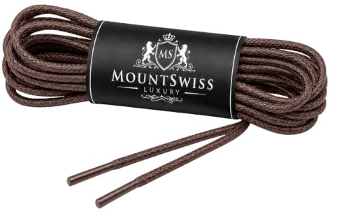 Mount Swiss Business Schnürsenkel dünn rund gewachst Anzugschuhe | Gewachste Baumwolle, wasserabweisend & reißfest, ø 2-3 mm - Schuhbänder / shoe laces für Oxford, Derby, Lederschuhe