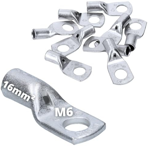 Cembre 10x A3-M6 Rohrkabelschuh 16mm² M6 unisoliert aus Kupfer verzinnt | Hochwertige Ringkabelschuhe für 16mm² Kabel - M6 Loch - DIN EN 13600 - korrosionsbeständiges Elektrokupfer für Profis