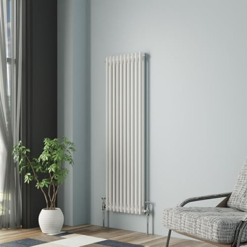 NRG 1500 X 470 mm Gloss White 2 Column Radiators Vertical Cast Iron Rads | Traditional, Designer Radiator, Central Heating, Radiator Wall Mounted, for Bathroom, Living Room, Kitchen, Bedroom