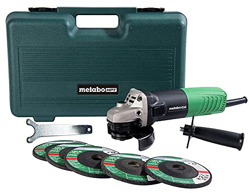 Metabo HPT 4-1/2-Inch Angle Grinder, Includes 5 Grinding Wheels & Hard Case, 6.2-Amp Motor, Compact & Lightweight, G12SR4
