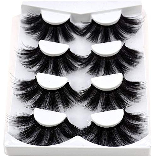 HBZGTLAD NEW 4 Pairs 3D Mink Hair False Eyelashes Criss-cross Wispy Cross Fluffy length 25mm Lashes Extension Handmade Eye Makeup Tools (MDR-5)