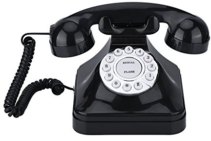 Estink Retro Telefon Wählscheibe, WX-3011 Klassisches Vintage-Telefon mit Drehknopf, multifunktional, Kunststoff, für Zuhause, Drahtnetz, Festnetz-Telefon, Schwarz