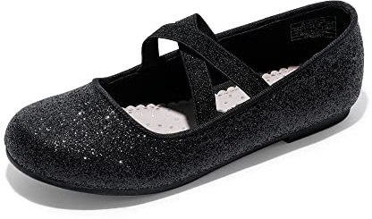 DREAM PAIRS Girl's Ballet Flat Kids Mary Jane Flower Dress Shoes for Wedding Party,Size 3 Big Kid,Black,Angie-2