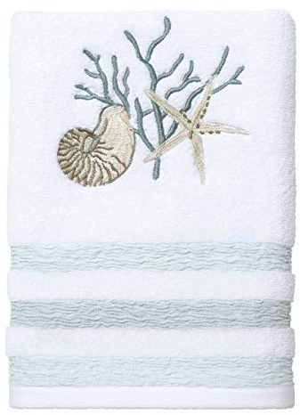 Avanti Linens Coastal Terrazzo Collection, algodón, Blanco, Toalla de Mano | 100 % algodón, suave y absorbente, de secado rápido, lavable a máquina, esencial para el baño diario