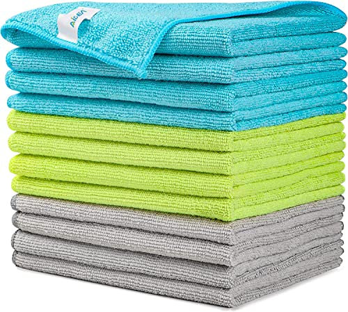 AIDEA Microfibre Cleaning Cloths Pack of 12, Multifunctional Reusable Cleaning Towels, Lint Free Streak Free Washable Cloth Duster for House, Kitchen, Car, Motorbike, Windows 30 x 30 cm