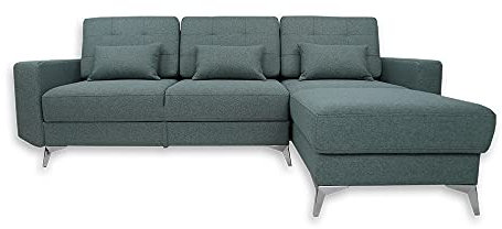 VitaliSpa Sofa L Form York, Schlafsofa mit Bettkasten, Blau, 260 x 181 cm